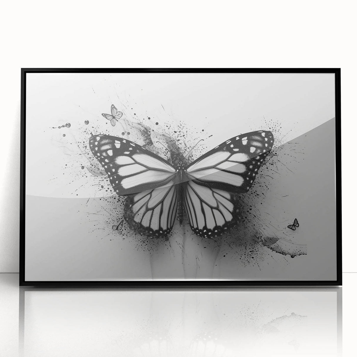 Framed wall art featuring a vibrant butterfly design with intricate insect and arachnid motifs, presented in a sleek black frame that enhances its colorful details. Ideal for nature lovers and art enthusiasts, this stylish decor piece adds a touch of elegance to any interior space.