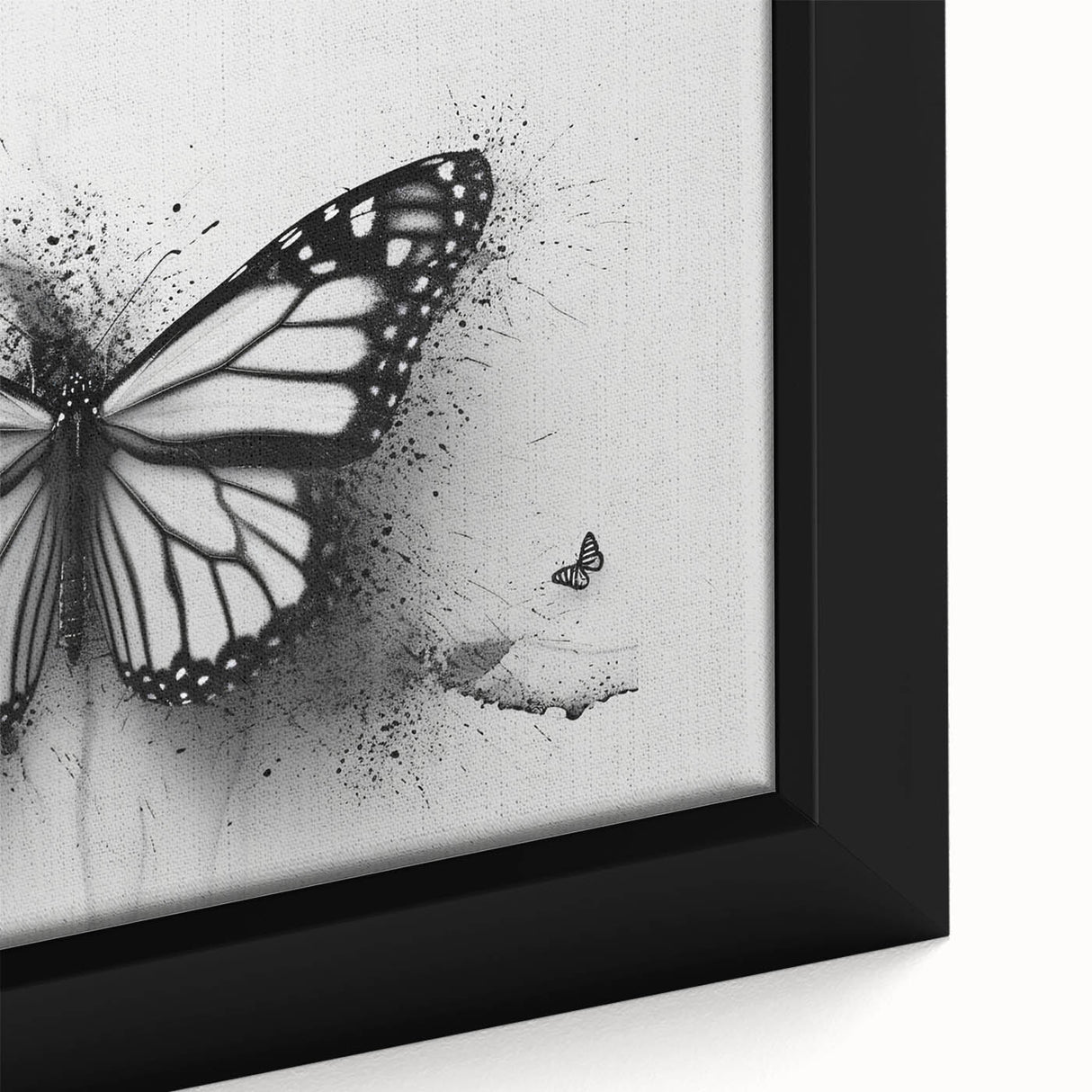 Close-up of a framed canvas wall art collection showcasing colorful butterfly and insect designs, ideal for nature-themed decor and art enthusiasts.