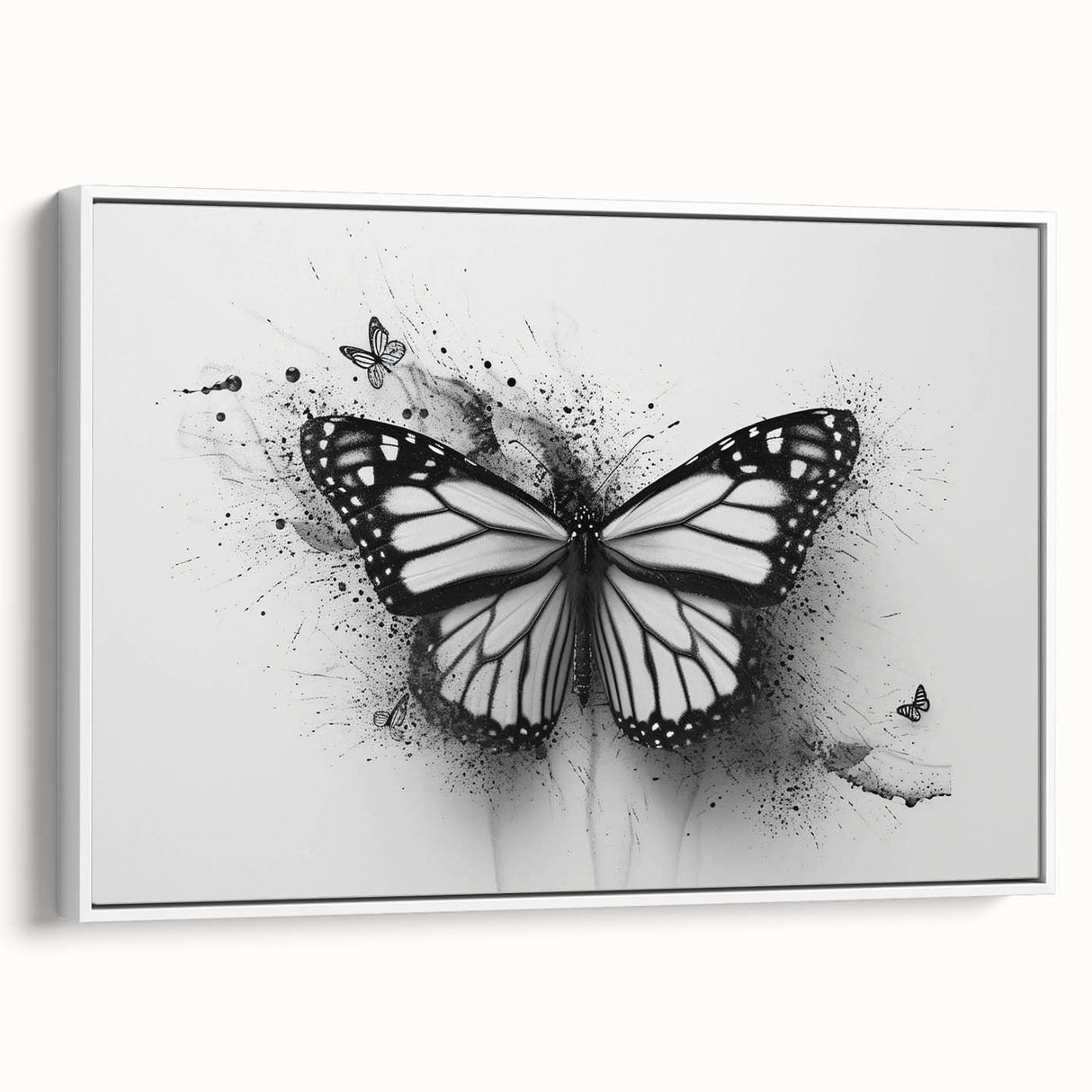 Framed canvas wall art featuring a colorful butterfly design, showcasing intricate details and vibrant hues, perfect for adding a whimsical touch to any room.