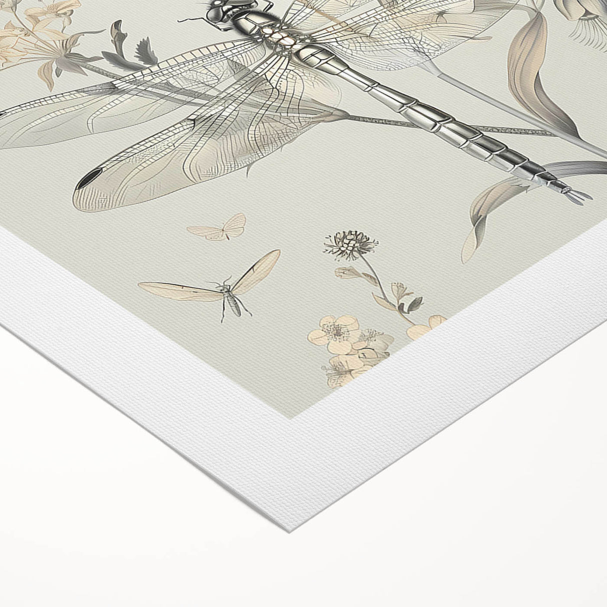 Dragonfly wall art design on rolled canvas, showcasing vibrant colors and intricate details, ideal for nature lovers and home decor enthusiasts. Perfectly packaged for easy display.