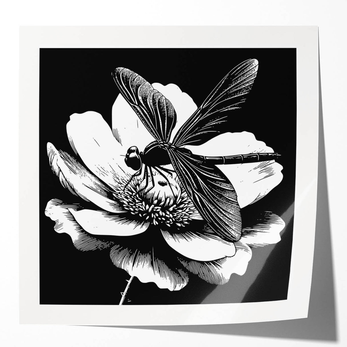 Vibrant wall art featuring a beautifully detailed dragonfly design, showcasing intricate patterns and colors, perfect for insect enthusiasts or nature-inspired decor.