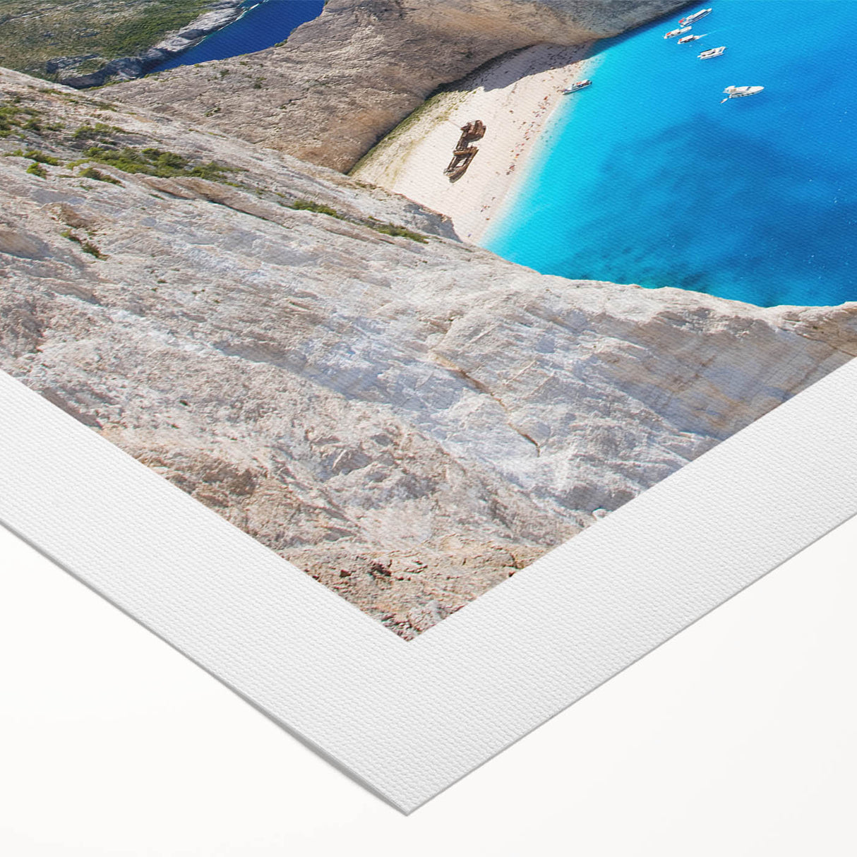 Vibrant rolled canvas wall art depicting a serene beach landscape at sunset, showcasing lush palm trees and soft waves, perfect for coastal home decor.