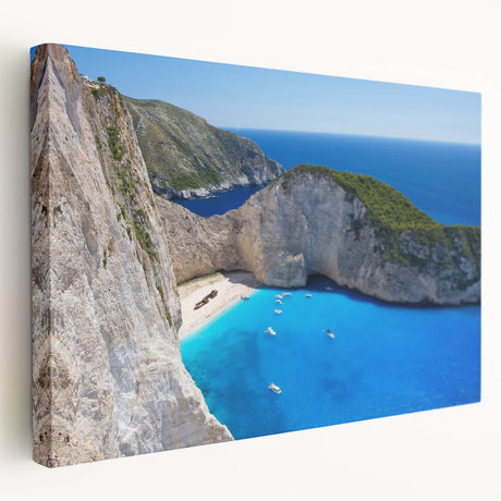 Stretched canvas wall art showcasing a vibrant beach landscape design, featuring soft pastel colors and a serene ocean view, perfect for coastal-themed decor.
