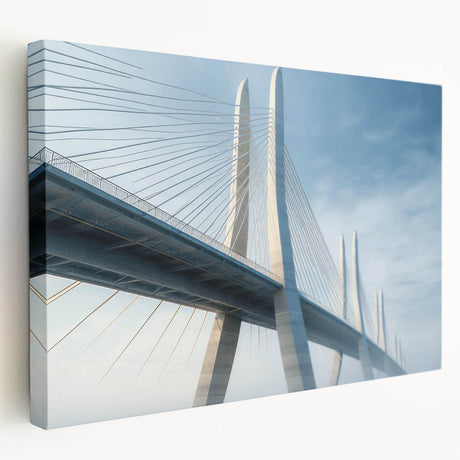 Stretched canvas wall art featuring a vibrant landscape with a bridge, showcasing rich colors and intricate details, perfect for home decor enhancement.