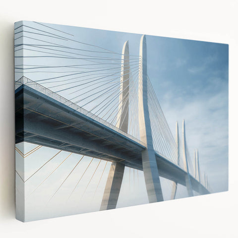 Stretched canvas wall art featuring a vibrant landscape with a bridge, showcasing rich colors and intricate details, perfect for home decor enhancement.