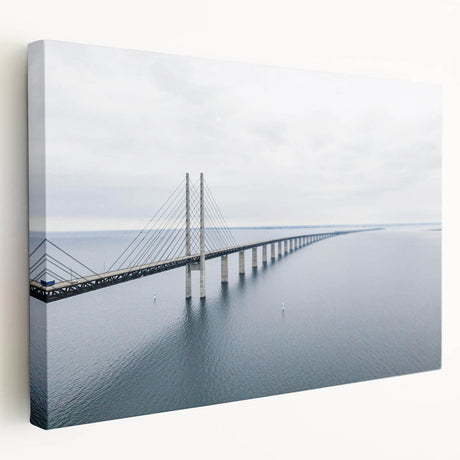 Stretched canvas wall art showcasing a vibrant landscape bridge design, highlighting rich colors and intricate details, ideal for home decor or office enhancement.