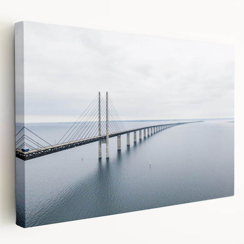 Stretched canvas wall art showcasing a vibrant landscape bridge design, highlighting rich colors and intricate details, ideal for home decor or office enhancement.