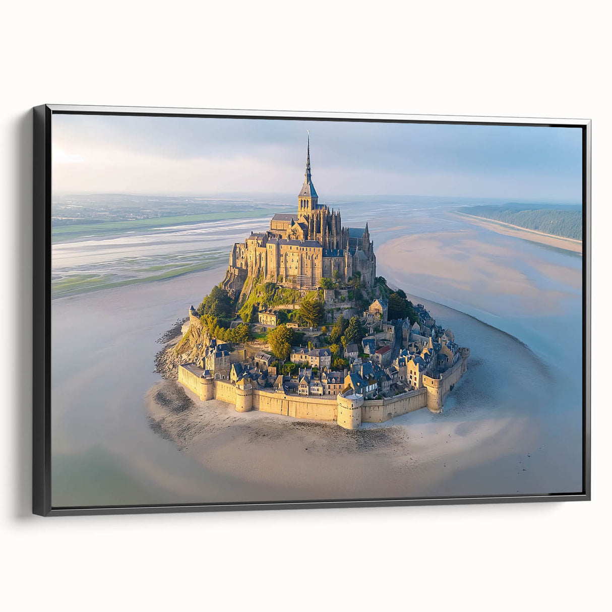 Framed canvas wall art showcasing a stunning landscape with a castle, featuring rich colors and intricate details, perfect for enhancing home decor.