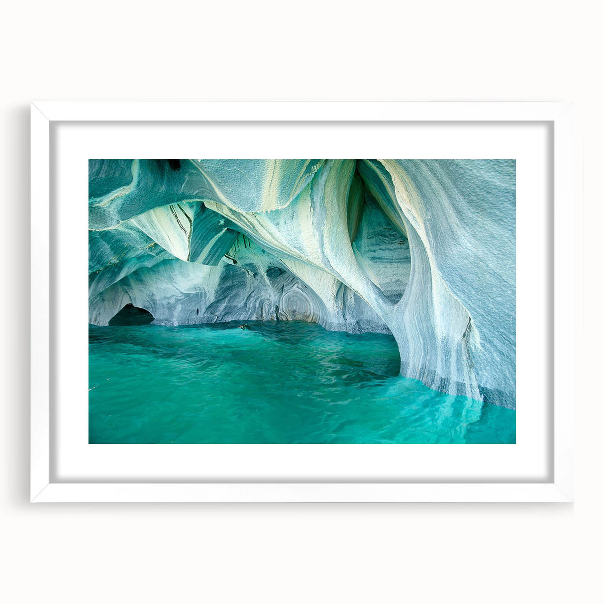 Framed wall art collection featuring a scenic cave landscape design with a white mat, showcasing earthy tones and intricate details, ideal for home decor.