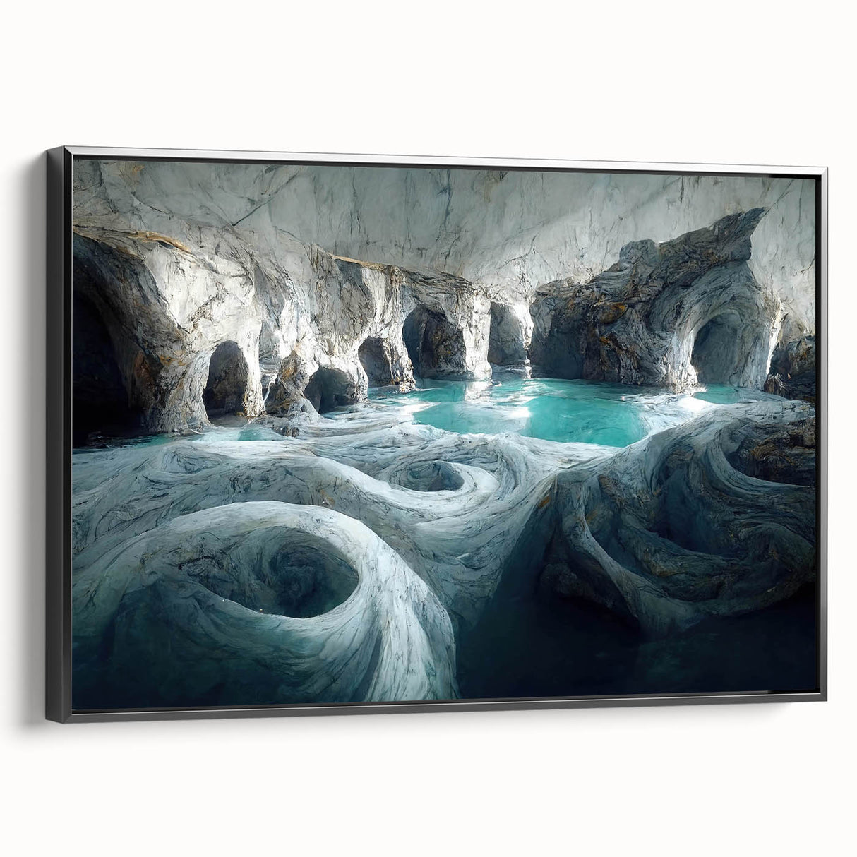 Framed canvas wall art showcasing a stunning cave landscape design, featuring rich colors and detailed textures, perfect for enhancing modern home decor.