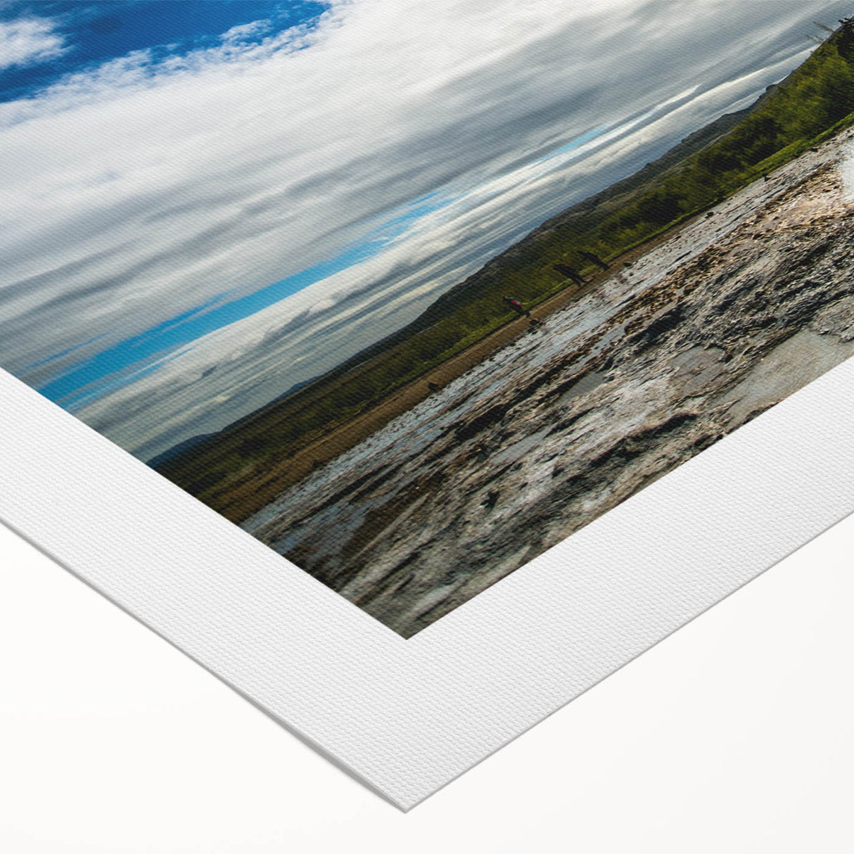 Vibrant rolled canvas showcasing a stunning geyser landscape design, featuring rich colors and intricate details, perfect for enhancing modern home decor.