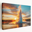 Stretched canvas wall art depicting a vibrant geyser landscape design, showcasing rich colors and dynamic textures, perfect for enhancing modern home decor.