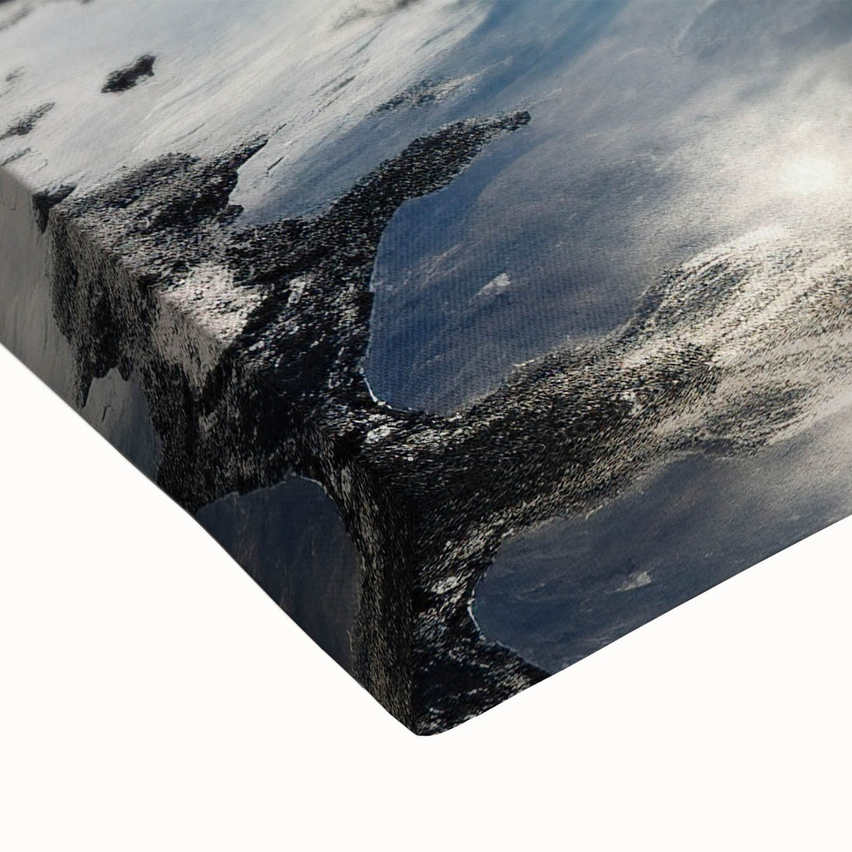 Close-up of a stretched canvas featuring a vibrant geyser landscape design, showcasing rich colors and intricate details, perfect for home decor or office art collection.