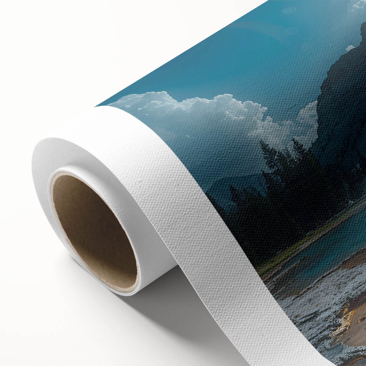 Rolled canvas wall art showcasing a vibrant, abstract geyser design with rich colors and intricate details, perfect for enhancing modern home decor.