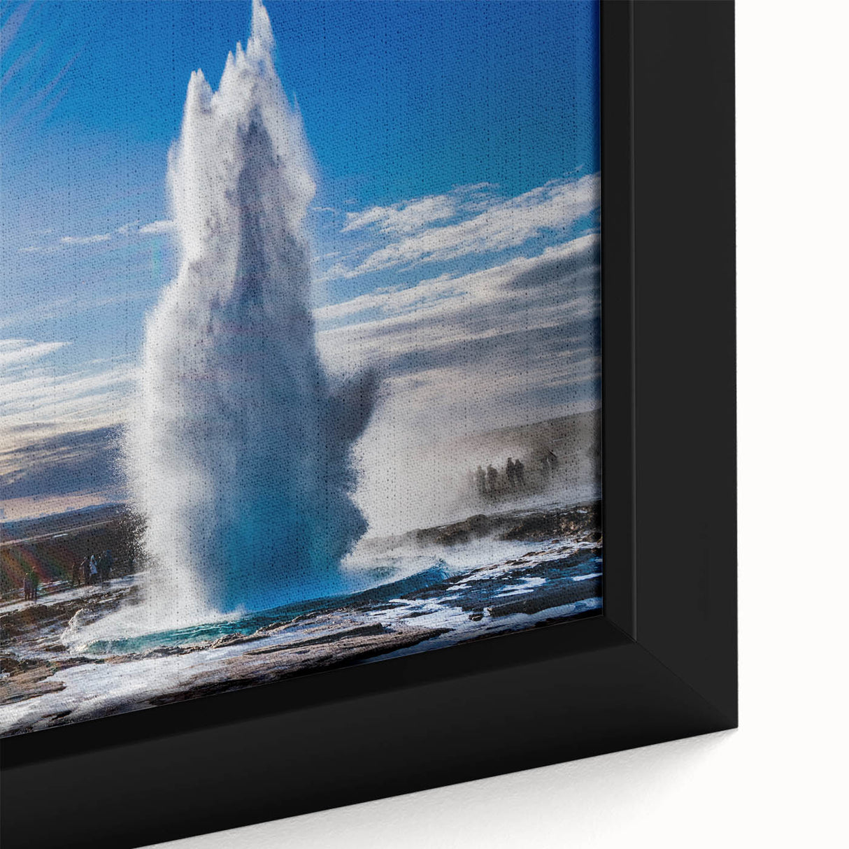 Framed canvas wall art featuring a vibrant geyser landscape design, showcasing rich colors and intricate details, perfect for enhancing modern home decor.