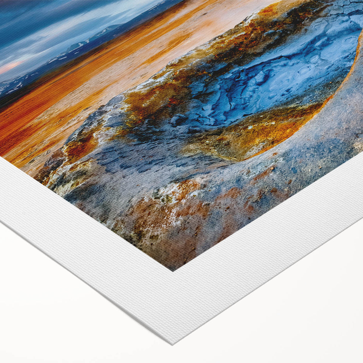 Vibrant rolled canvas showcasing a geyser landscape design in rich colors, perfect for home decor. Ideal for adding a bold artistic touch to any room.