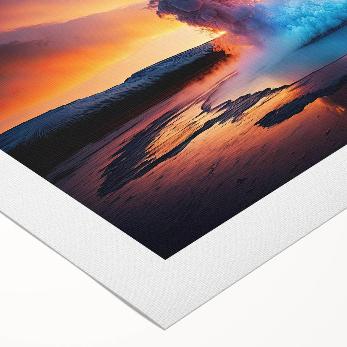 Vibrant rolled canvas artwork showcasing a geyser landscape design, featuring rich colors and intricate details, ideal for home decor and art enthusiasts.