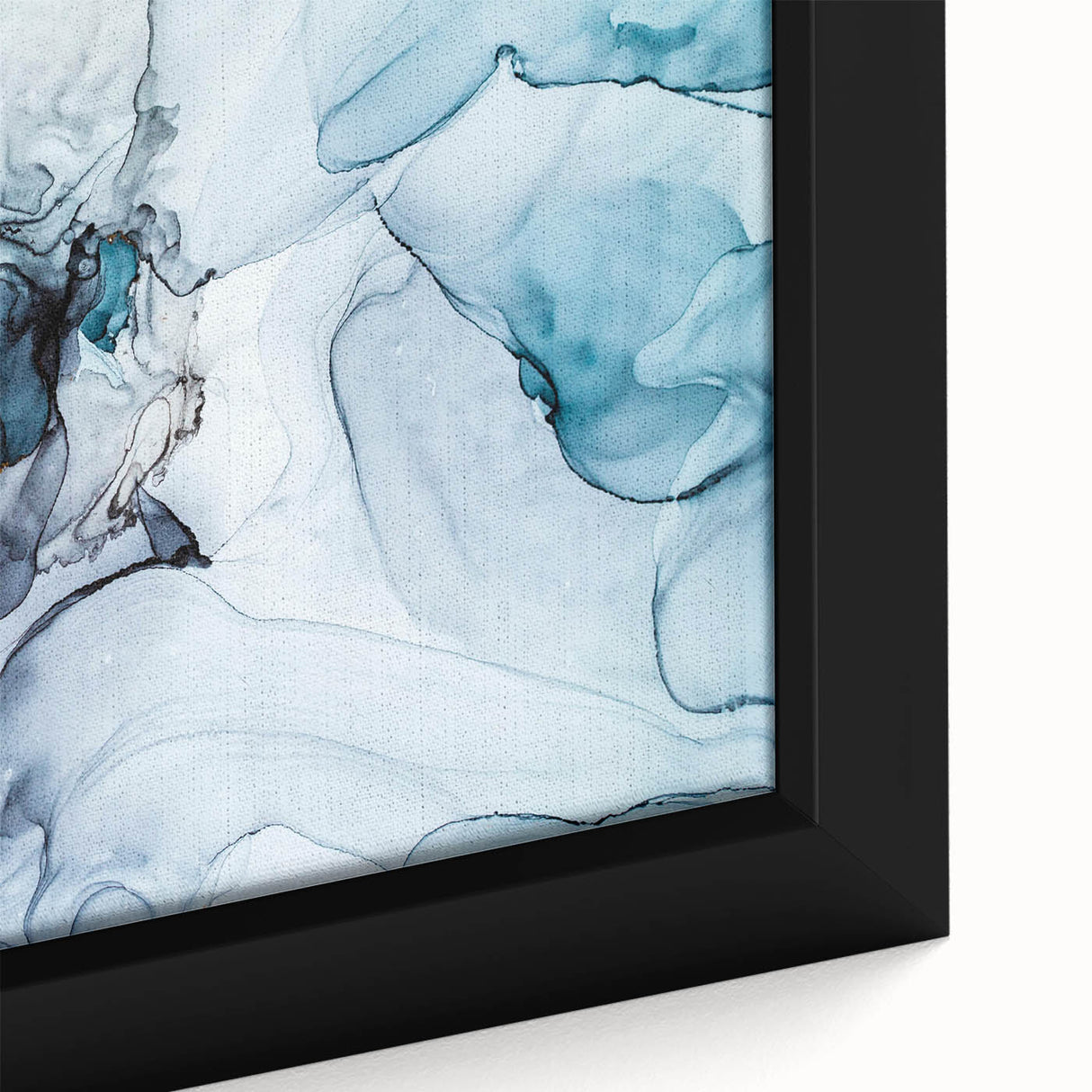 Framed canvas wall art depicting a stunning close-up of a glacier landscape, showcasing vibrant blues and whites, perfect for enhancing modern home decor.