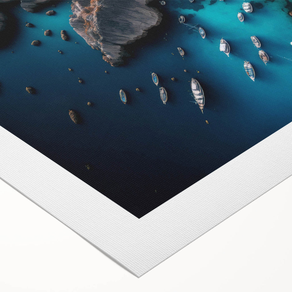 Rolled canvas showcasing a serene harbor landscape design with vibrant colors, ideal for enhancing home decor. Packaged securely in a durable cardboard tube.