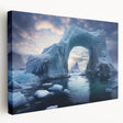 Stretched canvas featuring a stunning iceberg landscape design, showcasing vibrant blues and whites with intricate details. Ideal for modern home decor, this wall art adds a serene touch to any space.