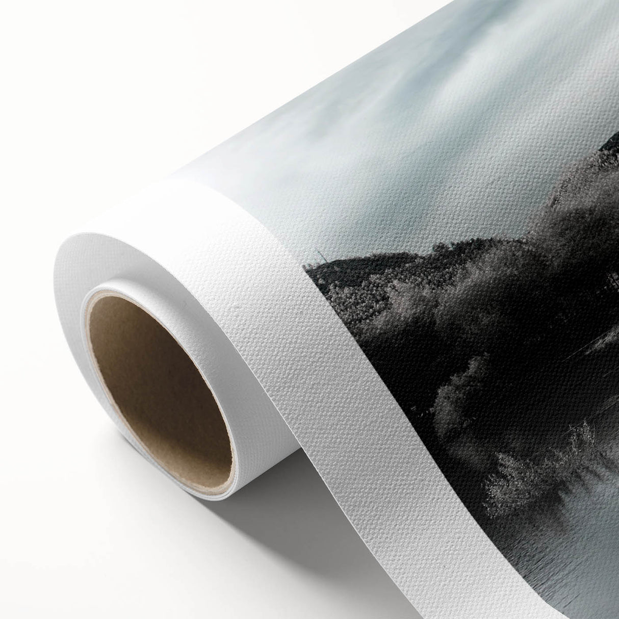 Beautiful rolled canvas wall art showcasing a serene lake landscape with vibrant colors and detailed reflections, perfect for home decor and artistic ambiance.