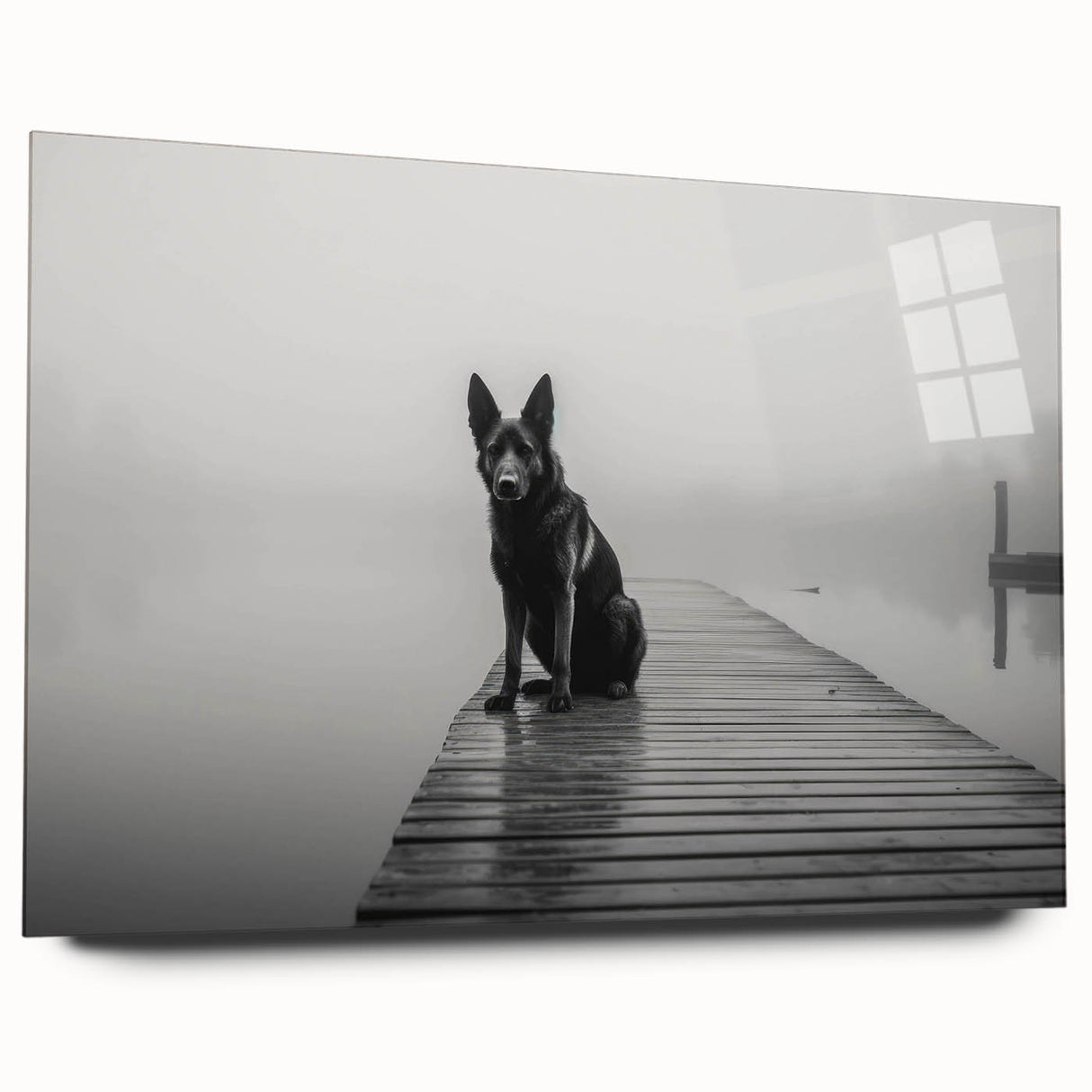 Elegant acrylic glass wall art showcasing a serene lakeside landscape, featuring vibrant blues and greens, ideal for enhancing modern home decor.