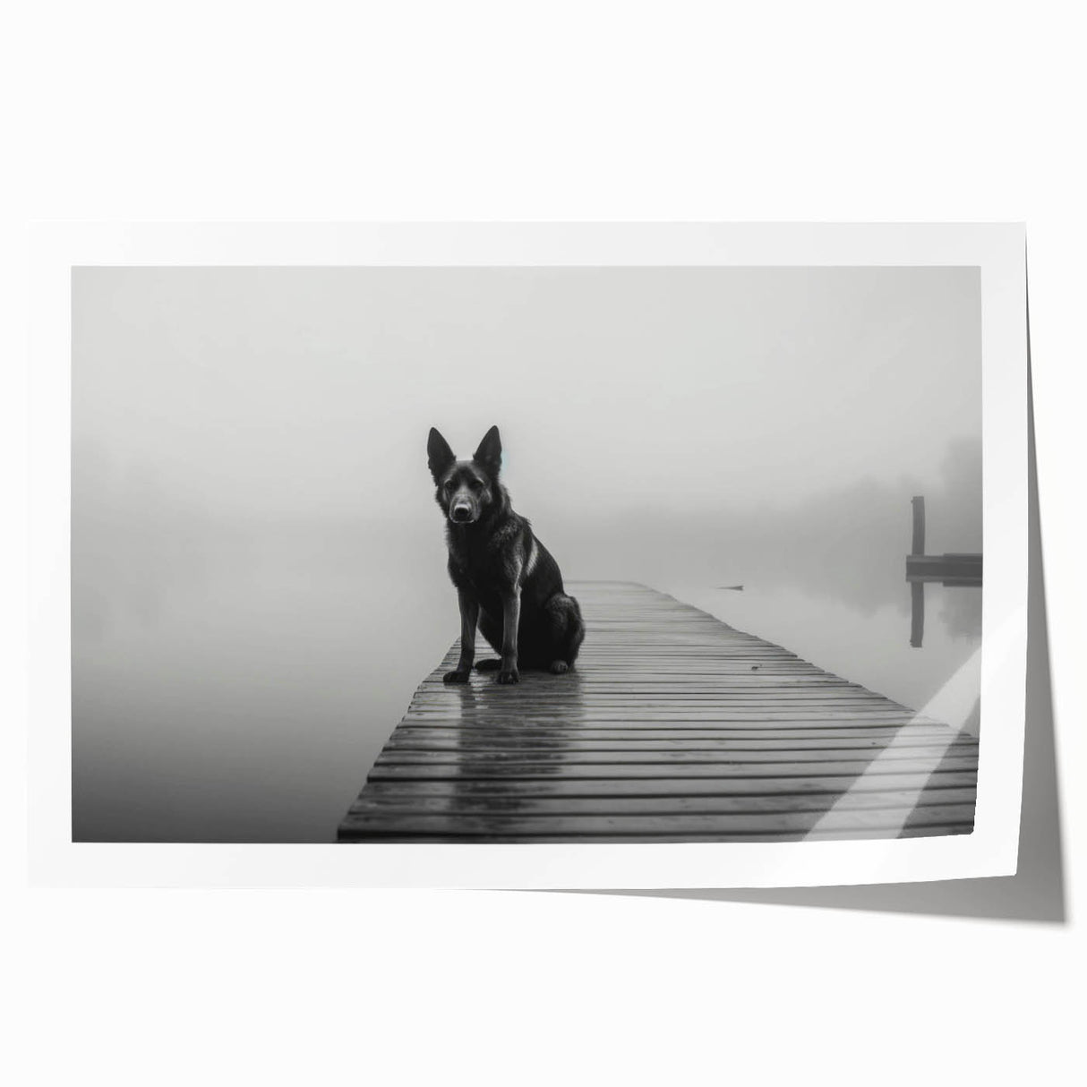 Vibrant rolled wall art print showcasing a serene lake landscape with lush greenery and a clear blue sky, ideal for home decor or office spaces.