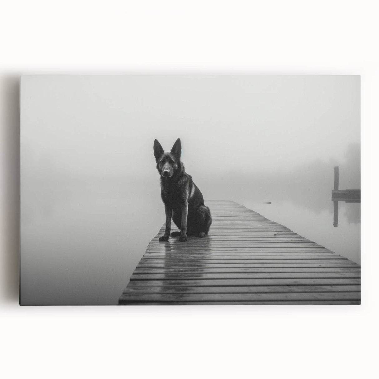 Stretched canvas print showcasing a serene lake landscape with vibrant colors and intricate details, perfect for enhancing home decor with nature-inspired art.