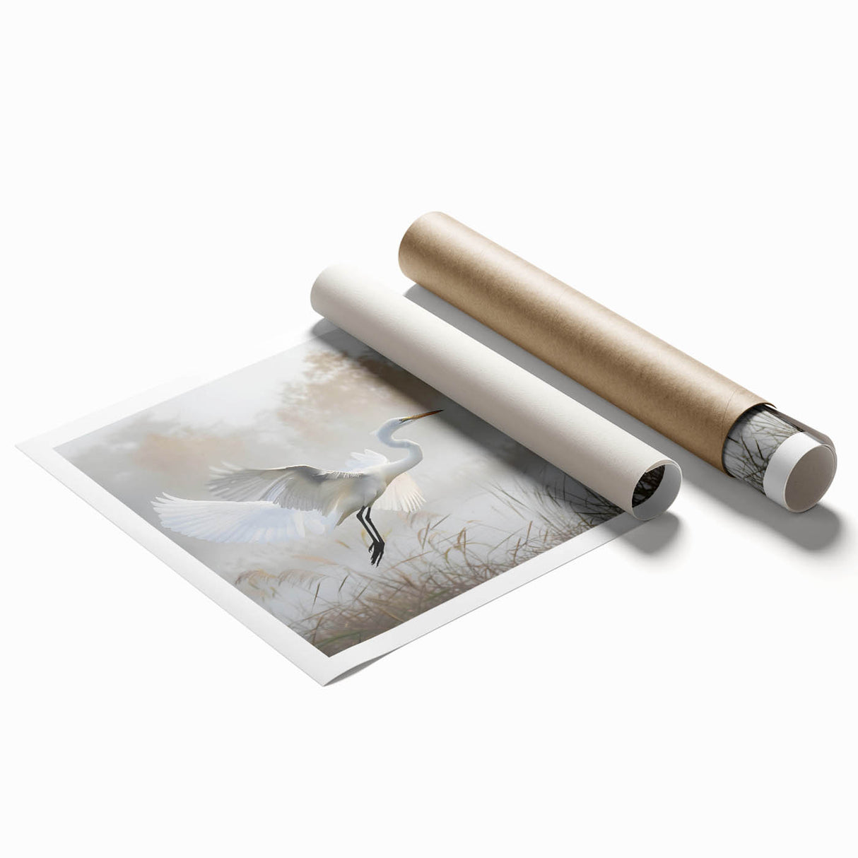 Vibrant rolled print of a marsh landscape showcasing lush greenery and tranquil water, designed for wall art collection, perfect for nature enthusiasts.