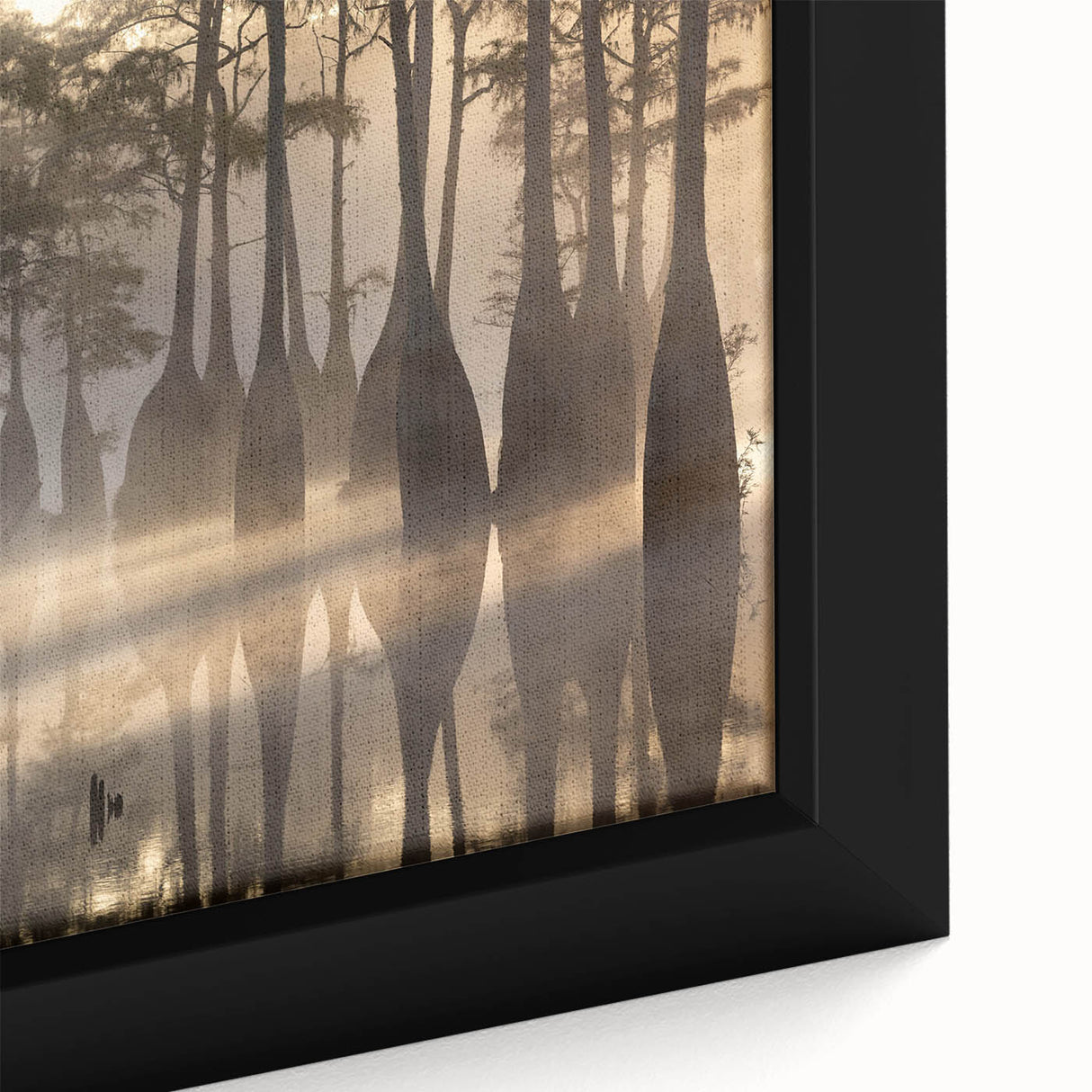 Framed canvas wall art showcasing a vibrant marsh landscape with rich greens and blues, ideal for nature-inspired decor in living spaces.