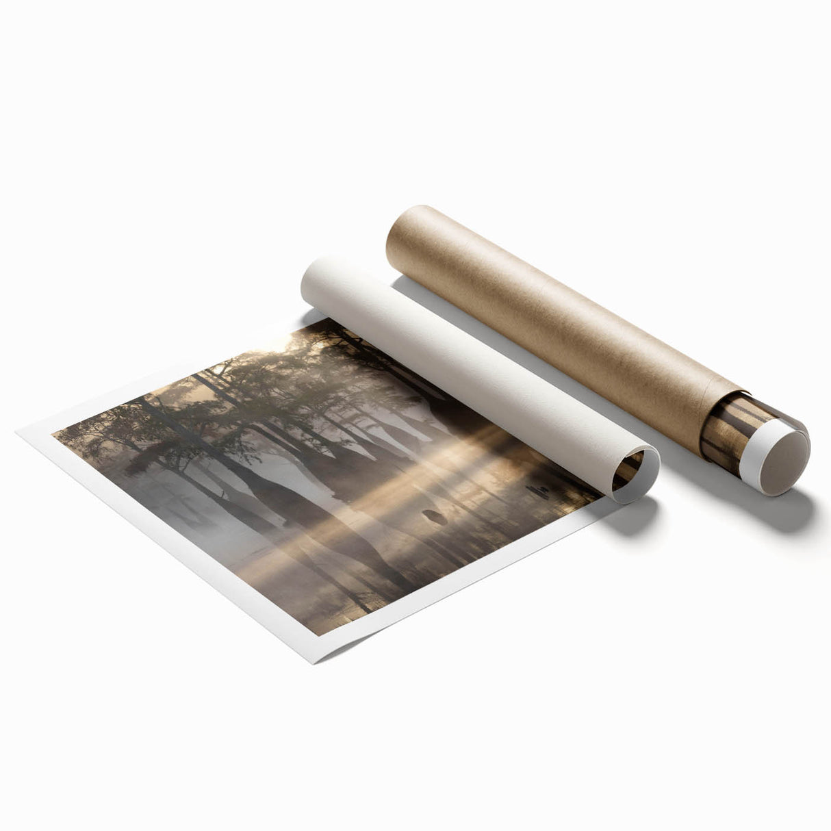 Stunning rolled wall art print showcasing a vibrant marsh landscape with lush greenery and tranquil waters, perfect for home decor or nature enthusiasts.