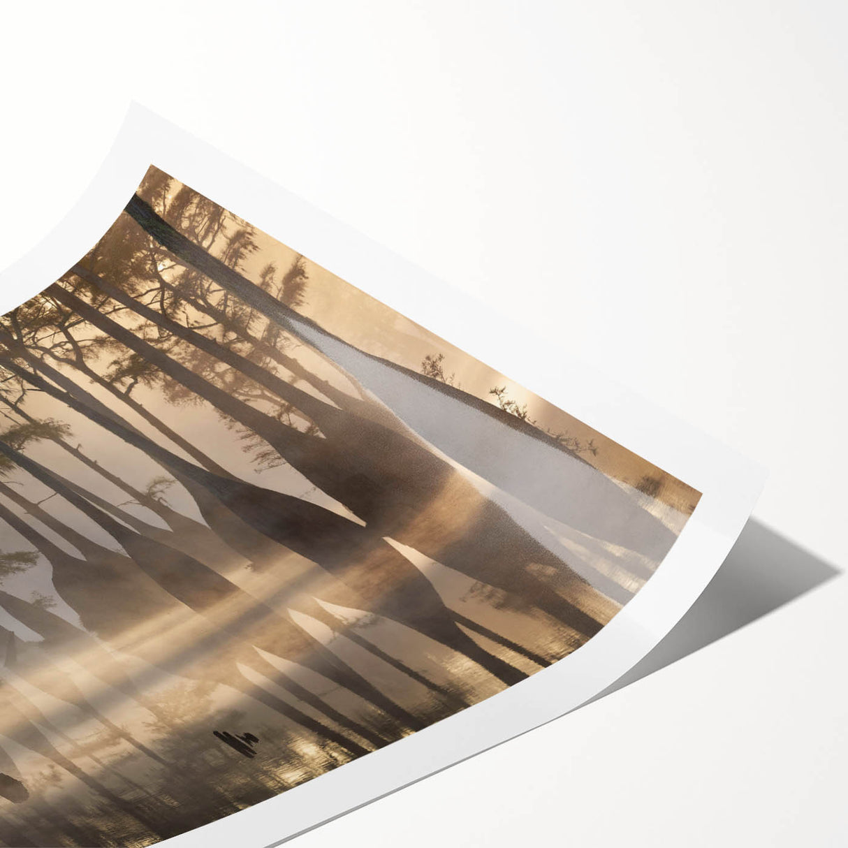 Lush swamp landscape wall art print featuring vibrant greens and earthy tones, showcasing intricate details of marsh flora, perfect for nature-inspired decor.