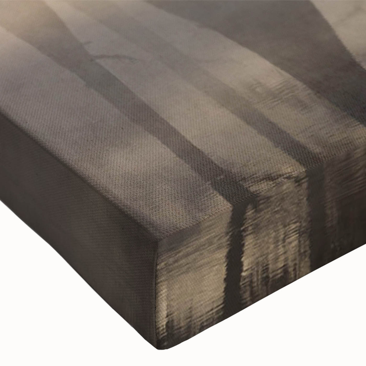 Close-up of a stretched canvas print showcasing a vibrant marsh landscape with lush greenery and tranquil water, perfect for nature-themed home decor.