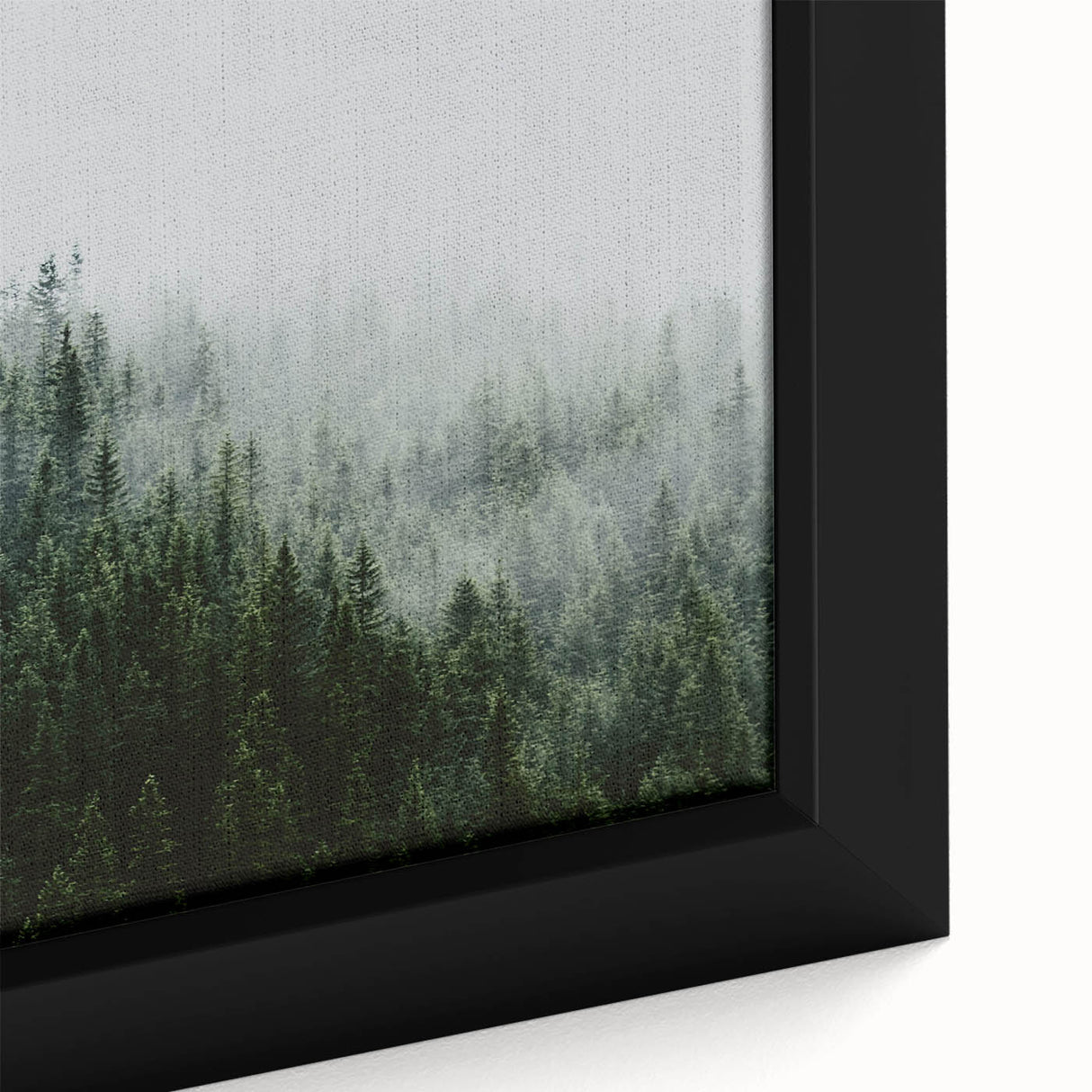 Framed canvas wall art showcasing a serene misty landscape design in soft pastel colors, ideal for enhancing home decor and creating a calming atmosphere.