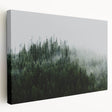 Stretched canvas wall art showcasing a serene landscape design with mist and fog, perfect for home decor, offering a calming atmosphere and modern aesthetic.