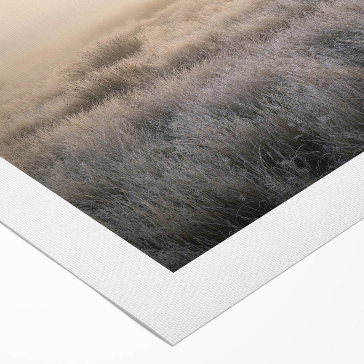 Serene landscape wall art featuring a misty forest scene with soft gray and green hues, perfect for adding a calming touch to any room decor.