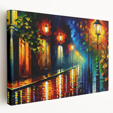 Stretched canvas wall art showcasing a scenic landscape road design with vibrant colors, ideal for enhancing modern home decor or office spaces.