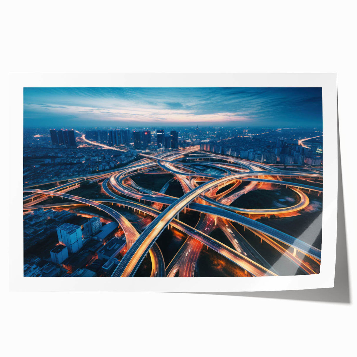 Rolled print of a vibrant landscape road design showcasing winding paths through lush greenery, ideal for home decor or office art collection, enhancing ambiance.