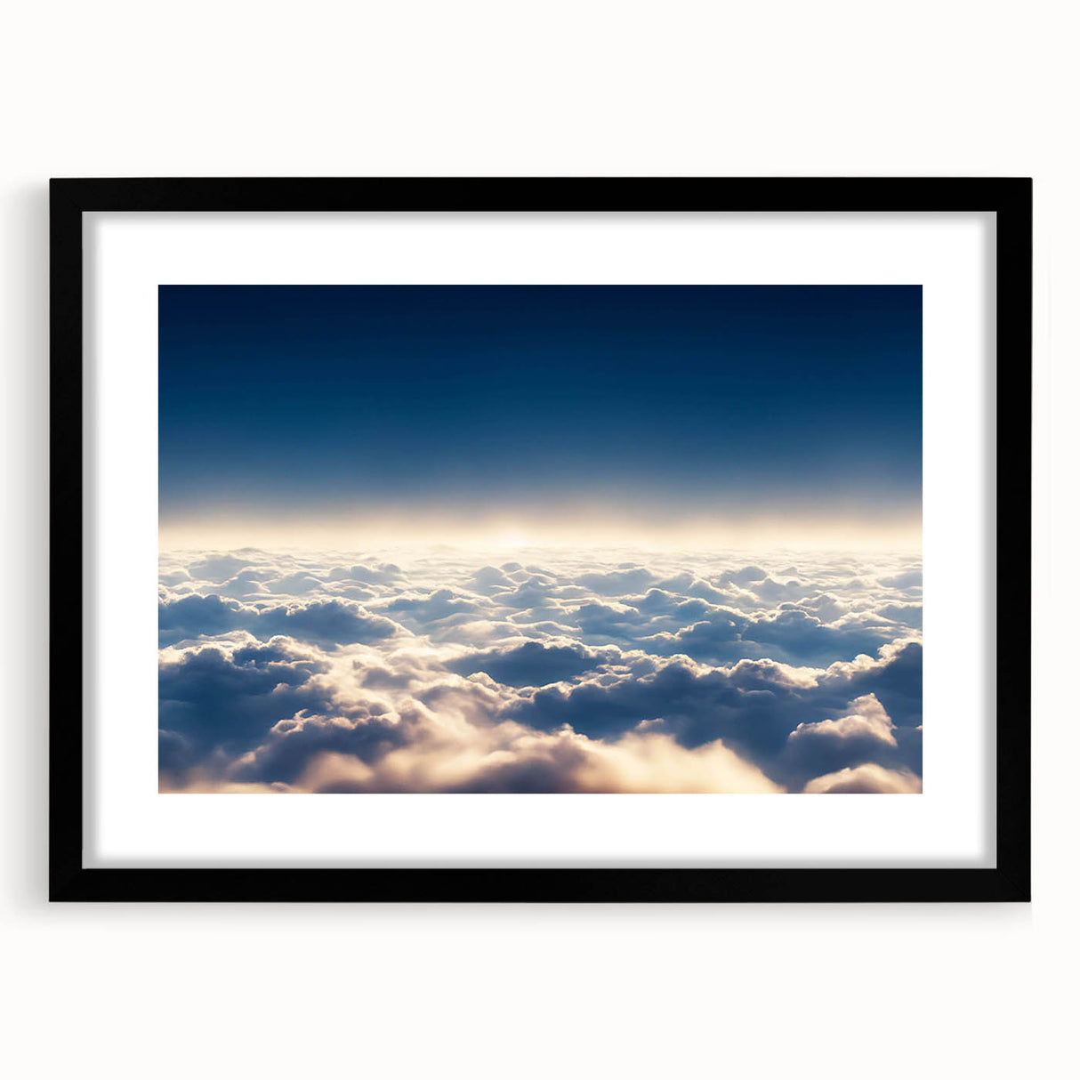 Framed wall art featuring a serene landscape scene with vibrant colors and a black matting, perfect for enhancing home decor in modern interiors.