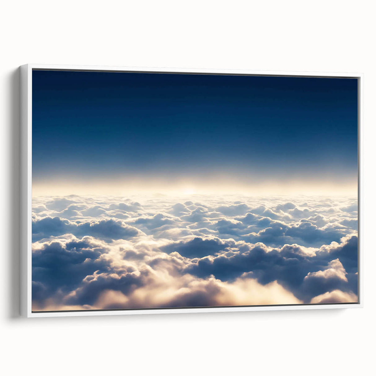 Framed canvas wall art from the Landscapes & Skyscapes collection, showcasing a serene landscape design in soothing colors, displayed with a modern white frame.