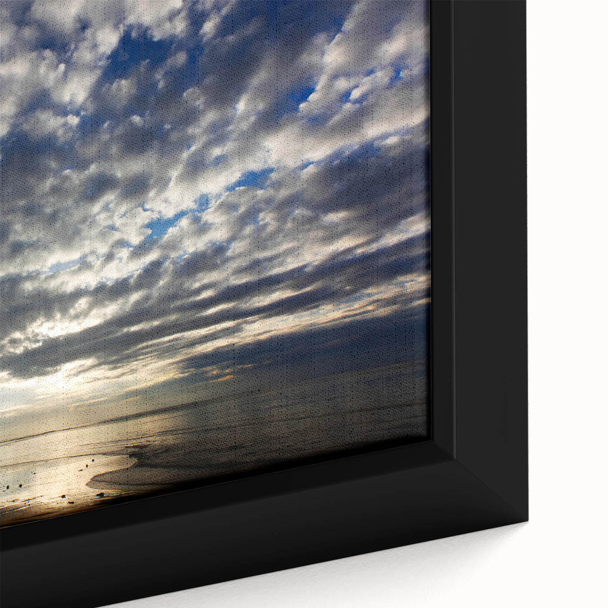 Close-up of a framed canvas wall art piece showcasing a vibrant landscape design with rich colors, ideal for home decor, enhancing interior spaces with artistic flair.