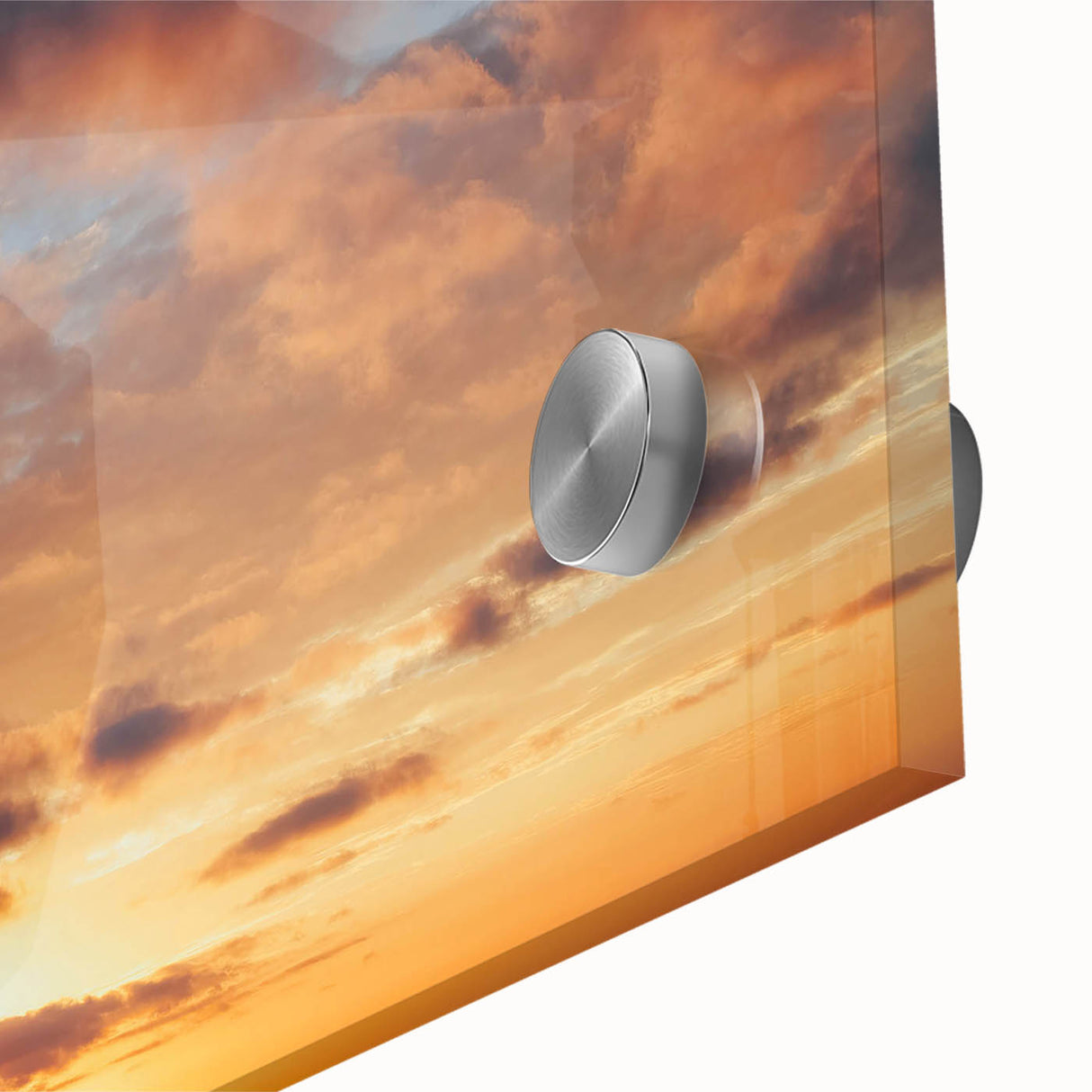 Close-up of a stunning acrylic glass wall art piece from the Landscapes & Skyscapes collection, showcasing vibrant colors and intricate details, perfect for modern home decor.