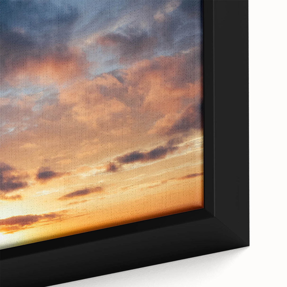 Framed canvas wall art featuring a vibrant landscape design with vivid colors and intricate details, showcasing a serene sky and natural elements, ideal for home decor.