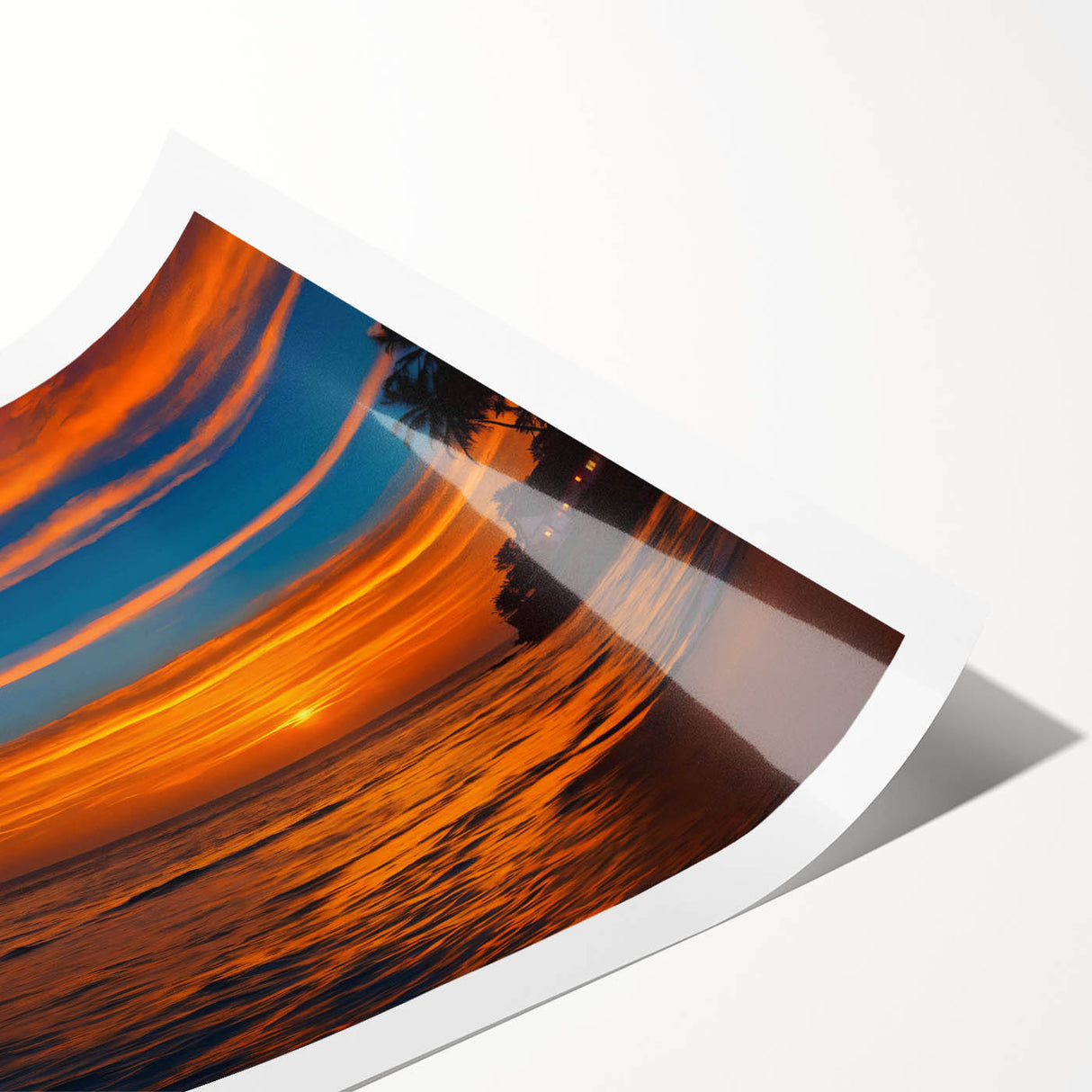 Vibrant rolled print showcasing a serene landscape with soft pastel colors and a tranquil sky, perfect for enhancing modern home decor aesthetics.