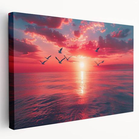 Stretched canvas wall art showcasing a vibrant landscape and skyscape design, featuring bold colors and intricate details, ideal for home decor enhancement.