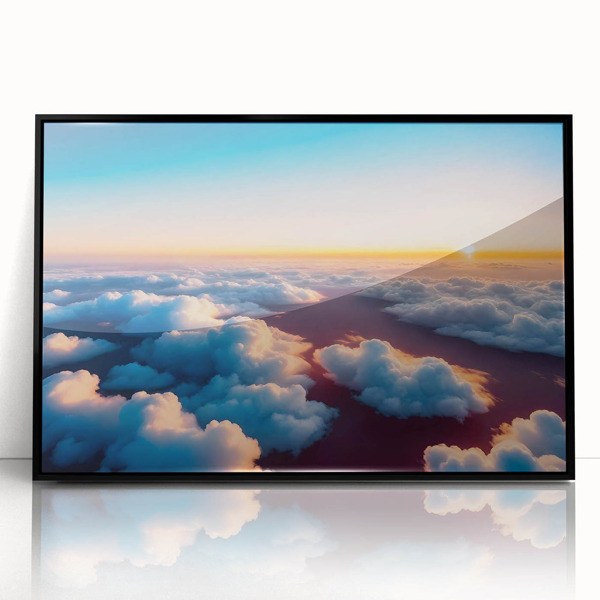 Framed acrylic wall art from the Landscapes Skyscapes design collection, featuring a stunning black frame and vibrant, colorful artwork, perfect for modern home decor.