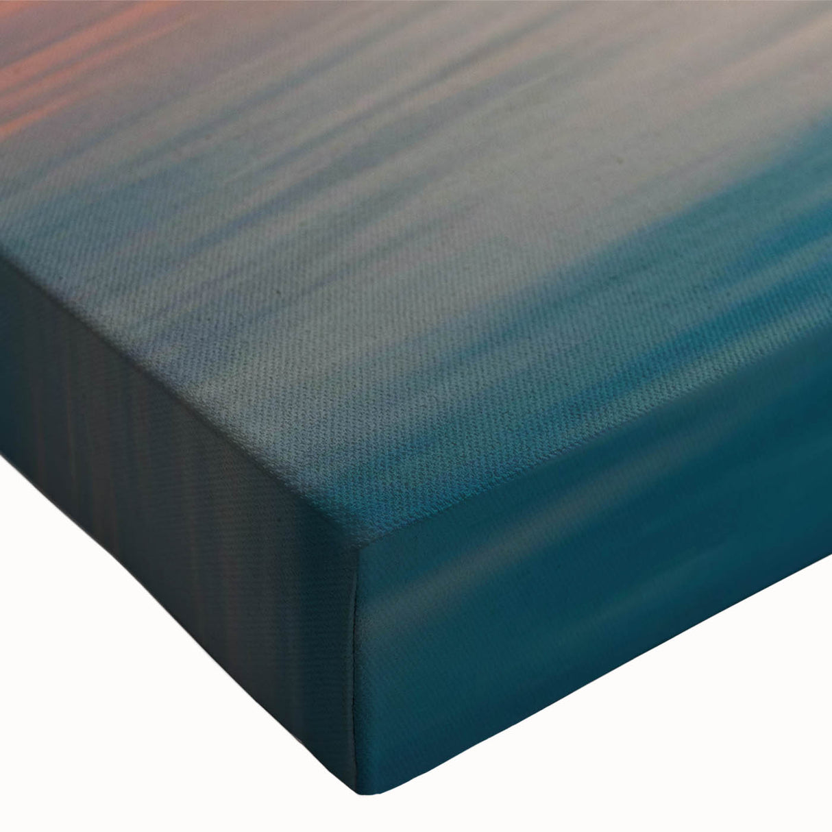 Close-up of a stretched canvas wall art piece showcasing a vibrant landscape design with rich colors and intricate details, perfect for home decor enhancement.