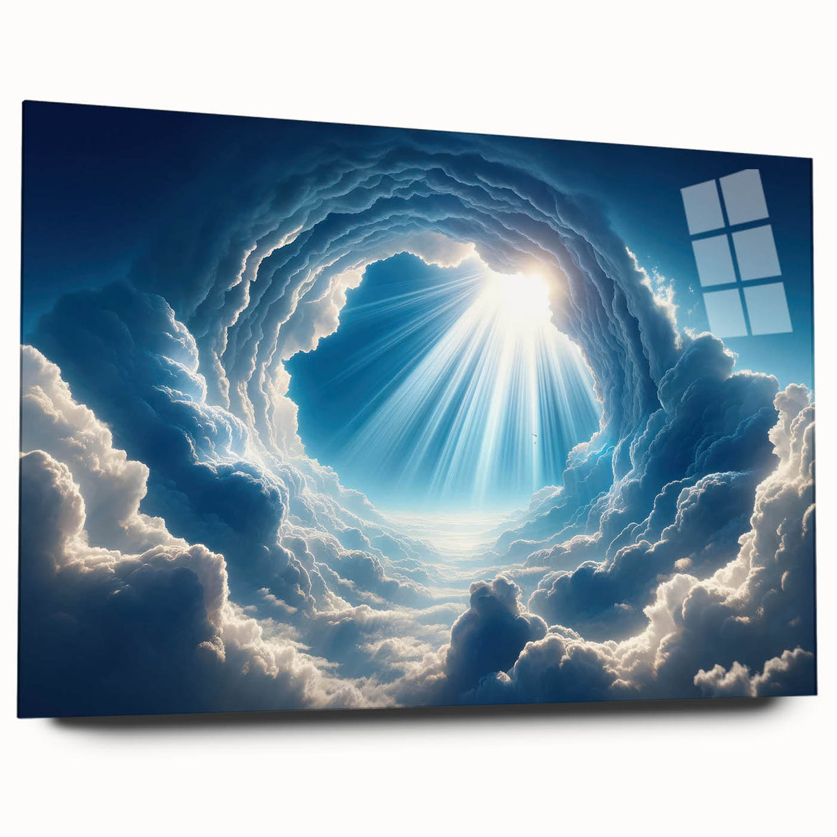 Acrylic glass wall art collection showcasing a stunning landscape and skyscape design, featuring vibrant colors and intricate details. Perfect for modern home decor.