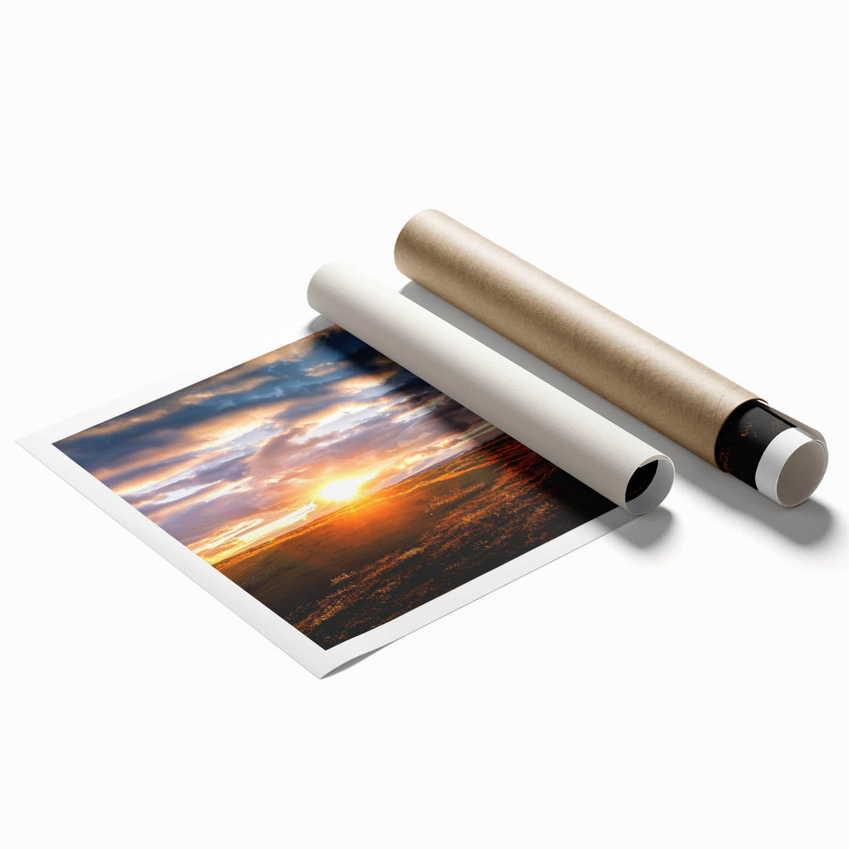 Rolled print of a stunning landscapes and skyscapes wall art collection showcasing vibrant colors and intricate details, perfect for home decor or gallery display.