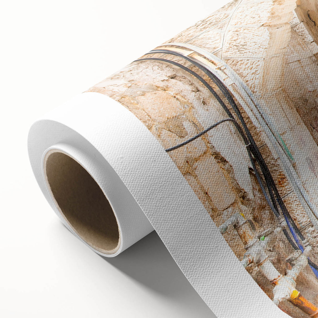 Abstract landscape wall art on rolled canvas showcasing vibrant colors and intricate designs, ideal for modern home decor, presented in a protective cardboard tube.